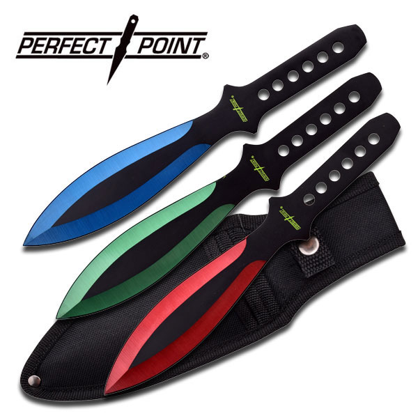 9" OVERALL PERFECT POINT 3MM THROWING KNIVES WITH SHEATH AVAILABLE IN 3 COLORS 