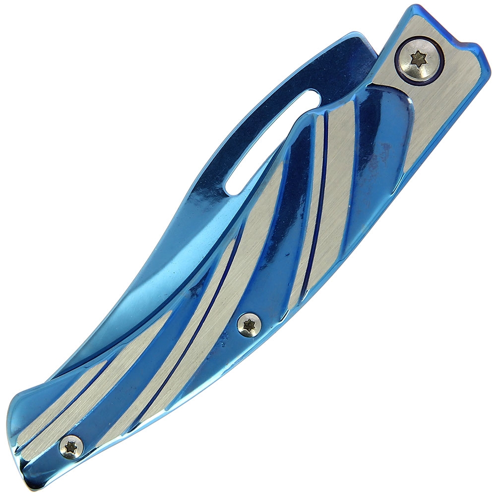 7cm Shiny Blue And Silver NonLocking EDC Knife Knifewarehouse