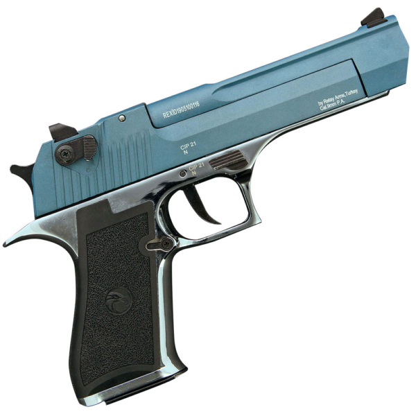 Retay Eagle X 9mm Chrome / Blue Blank Firing Pistol