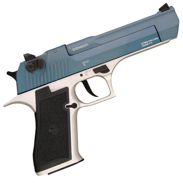 Retay Eagle X 9mm Nickel / Blue Blank Firing Pistol