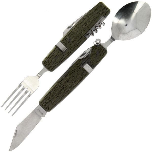 Green Multitool Knife & Fork Set