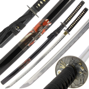 Handmade Japanese Lone Samurai Katana Sword Main image with multiple views