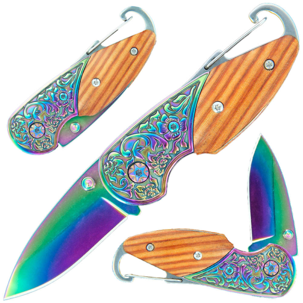 Gentleman's Drop Point Rainbow EDC Knife Multiple Views