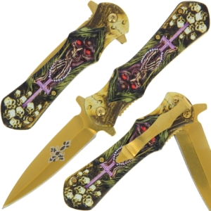 Golan Gold Tinite Coated Lock Knife