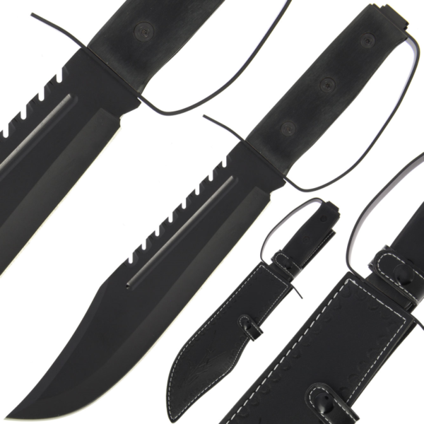 D-Guard Black Bowie Knife with Pakkawood Handle