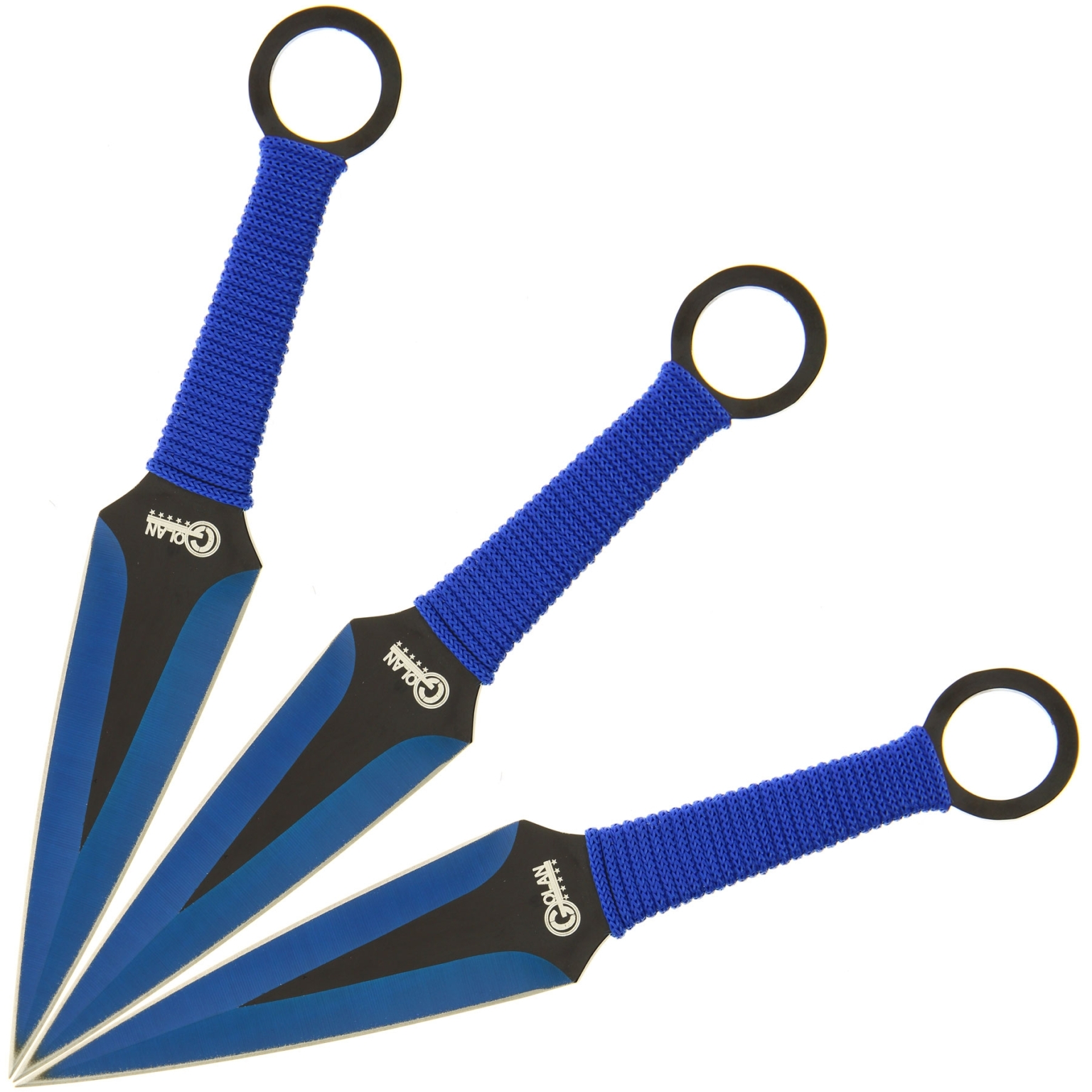 Golan 3pc Blue Kunai Throwing Knife Set & Sheath Knifewarehouse
