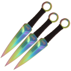Golan 3pc Rainbow Kunai Throwing Knife Set
