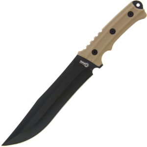 Golan Fixed Blade Clip Point Knife - Tan a gorgeous fixed blade knife for the serious survivalist.
