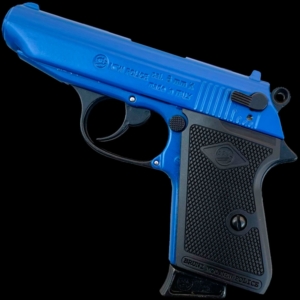 Police blue 8mm blank firing pistol.