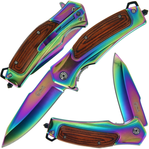 Golan Pakkawood & Rainbow Lock Knife