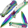 Golan White Pearl & Rainbow Lock Knife