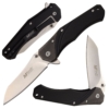 MTech Black Wave Framelock Knife shown in multiple angles and part open on a white background.