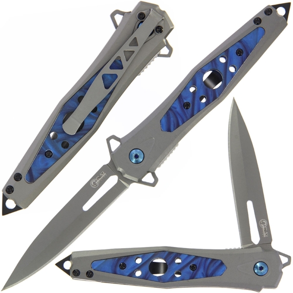 Golan Blue Swirl Insert Lock Knife