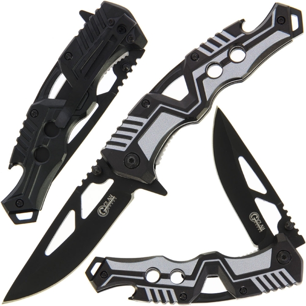 Golan Grey & Black Linerlock Lock Knife