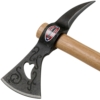 Cold Steel Weeping Heart Hawk close up of the axe head with distinctive heart shape.