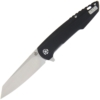 QSP Phoenix Liner Lock Knife Black Stonewashed G-10 shown open with high flat ground blade.