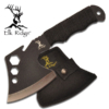 Elk Ridge Hexagon Camp Axe shown open next to the sheath on a white background.