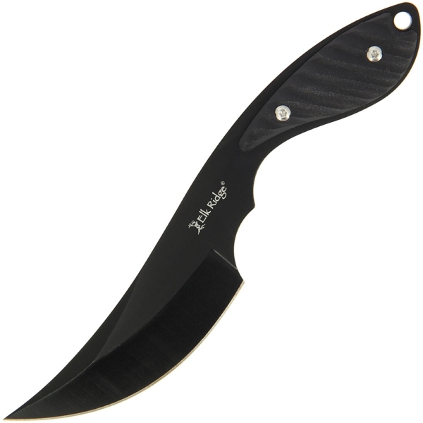 Elk Ridge Upswept Fixed Blade Knife shown with blade open on a white background.