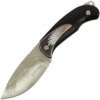 Elk Ridge Feather Fixed Blade Knife shown with blade out on a white background. Eagle detailing is visible on the blade.